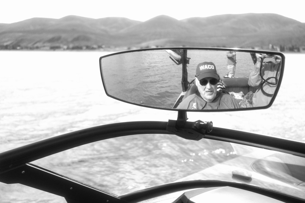 Papa driving the boat!
